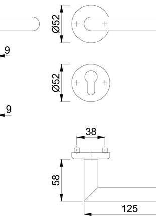 Jeu de rosaces HOPPE Utrecht E1444Z/17KV/17KVS acier inoxydable F69 (3000220004)