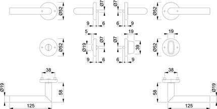 HOPPE Rosettengarnitur Utrecht E1444Z/17KV/17KVS Edelstahl F69 ( 3000220005 )