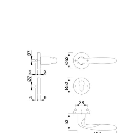 HOPPE Rosettengarnitur Verona M151/42KV/42KVS Messing F71 ( 3000253733 )