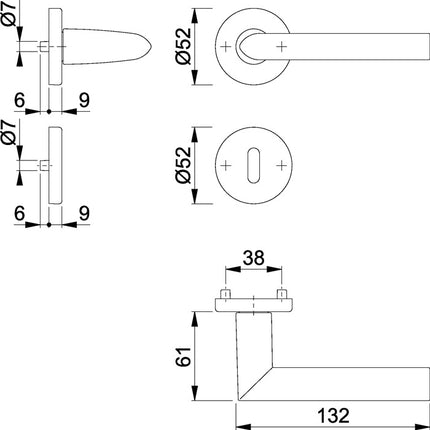 HOPPE Escutcheon set Stockholm 1140/42KV/42KVS Aluminium F1 ( 3000252243 )
