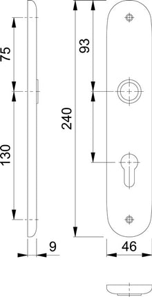 HOPPE long plate pair 273P F1 / natural coloured F1 ( 3000252562 )