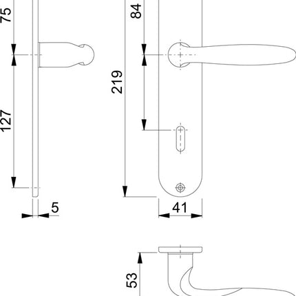 HOPPE long plate set Verona M151/302 brass F49-R ( 3000252662 )