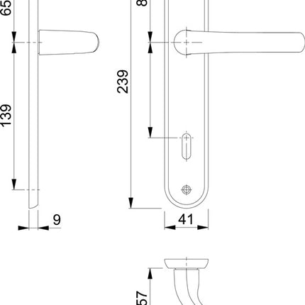Juego de botones largos HOPPE Tôkyô M1710RH/265 latón F71 ( 3000252619 )