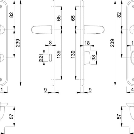 HOPPE set di rosette lunghe Tôkyô M1710RH/265 ottone F71 ( 3000252650 )