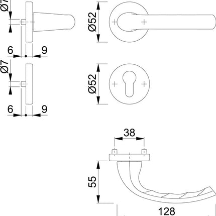 Zestaw rozet HOPPE Tôkyô 1710 / 42KV / 42KVS Aluminium F1 ( 3000252592 )