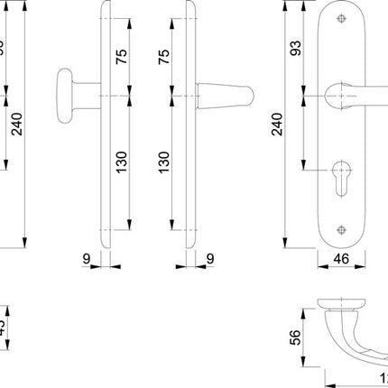 HOPPE Langschildgarnitur Tôkyô 53/273P/1710 Aluminium F1 ( 3000252606 )