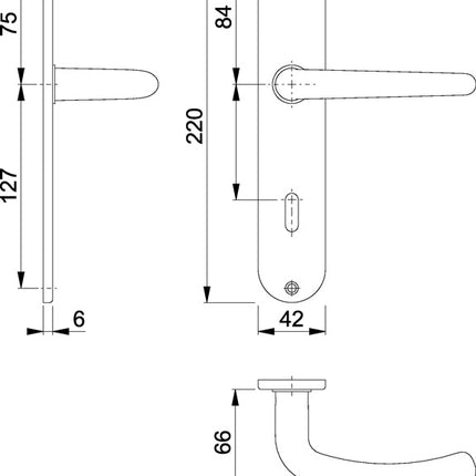 Juego de escudos largos HOPPE Denver E1310Z/302 acero inoxidable F69 ( 3000252626 )