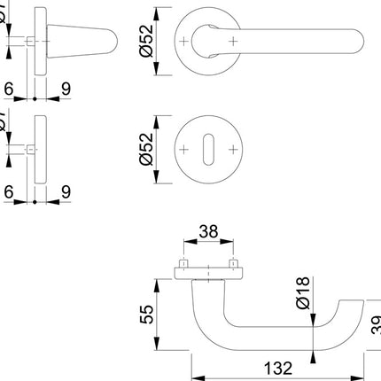 Zestaw rozetek HOPPE Paris 138L/42KV/42KVS Aluminium F1 ( 3000203808 )