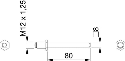 HOPPE square spindle FDW solid spindle/quick spindle square 8 x 80 mm ( 3311003024 )