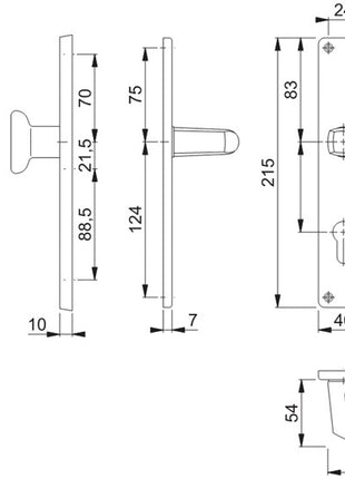 HOPPE Langschildgarnitur London 54/227/202SP/113 Aluminium F2 ( 3000252241 )