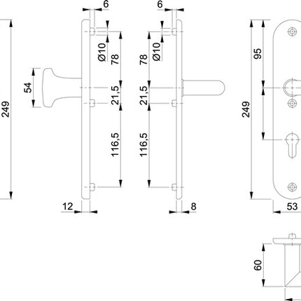 HOPPE Security furniture Utrecht E86G/3331A/3440/1444Z Stainless steel F69 ( 3000220008 )