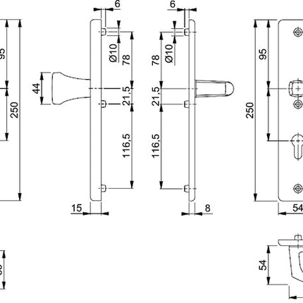 HOPPE Schutzgarnitur London 78G/2222A/2440/113 Aluminium F2 ( 3000220062 )