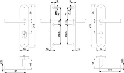 Juego de protección contra incendios HOPPE Amsterdam FS-E1400F/3332ZA/33310 acero inoxidable F69 D/D ( 3000220045 )