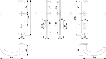 HOPPE Langschildgarnitur Marseille E1138Z/302 Edelstahl F69 ( 3000252287 )