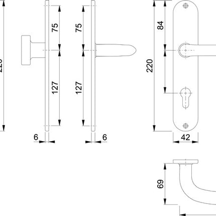 HOPPE long escutcheon set Marseille E58/302/1138Z stainless steel F69 ( 3000252288 )