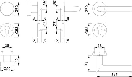 HOPPE Juego de escudos Estocolmo E58/42KV/42KVS/1140Z Acero inoxidable F69 ( 3000252354 )