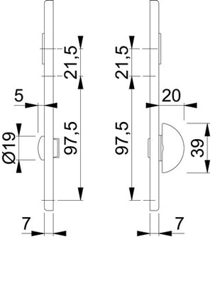 Para krótkich płyt tylnych HOPPE 202KP aluminium F1 ( 3000252021 )