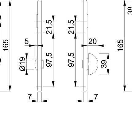 HOPPE Kurzschildpaar 202KP Aluminium F4 ( 3000252027 )