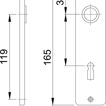 HOPPE par de placas traseras cortas 202KP/AP Aluminio F1 ( 3000252146 )