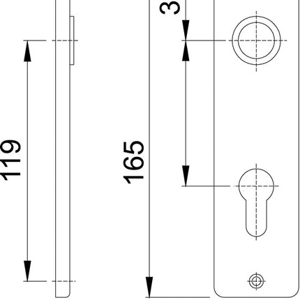 HOPPE par de placas traseras cortas 202KP/AP Aluminio F1 ( 3000252147 )