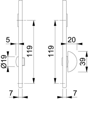 Para krótkich płyt tylnych HOPPE 202KP/AP Aluminium F1 ( 3000252148 )