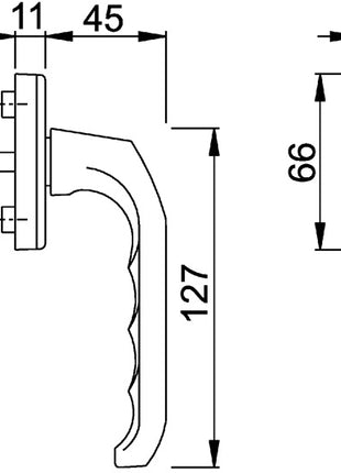 Klamka okienna HOPPE London 013/U34 aluminium F2 / srebrny nikiel ( 3360003014 )