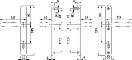 HOPPE Profil-Garnitur New York 1810/3346 Aluminium F1 ( 3000203620 )