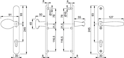 HOPPE set di porte profilate New York 76G/3346/1810 Alluminio F9016 ( 3000203631 )