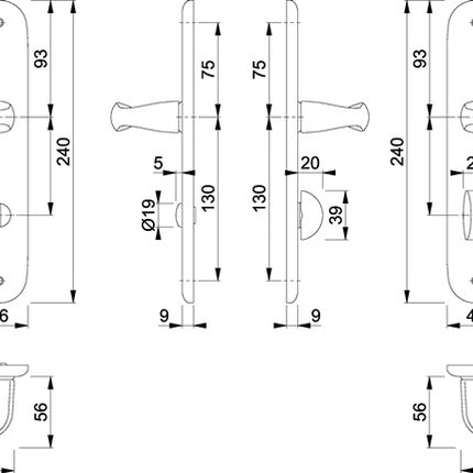 Juego de platos largos HOPPE New York 1810/273P Aluminio F1 ( 3000203552 )