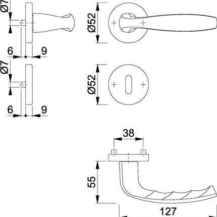 HOPPE set di rose New York 1810/42KV/42KVS Alluminio F1 ( 3000203558 )