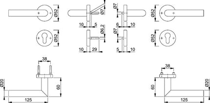 HOPPE Feuerschutzgarnitur Amsterdam FS-E58/42H/42HS/1400 Edelstahl F69 D/K ( 3000203123 )