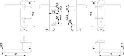 HOPPE set antincendio Amsterdam FS-E1400/353KH acciaio inox F69 D/D ( 3000203124 )