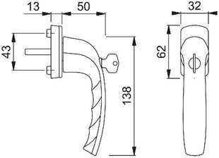 HOPPE Fenstergriff New York 0810SVS/U10 Aluminium F9 / stahlfarbig ( 3000203580 )