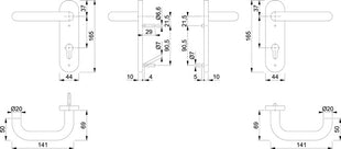 HOPPE Feuerschutzgarnitur Paris FS-E138/353KH Edelstahl F69 D/D ( 3000203111 )