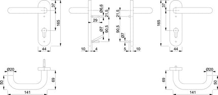HOPPE Feuerschutzgarnitur Paris FS-E138/353KH AP Edelstahl F69 D/D ( 3000203113 )