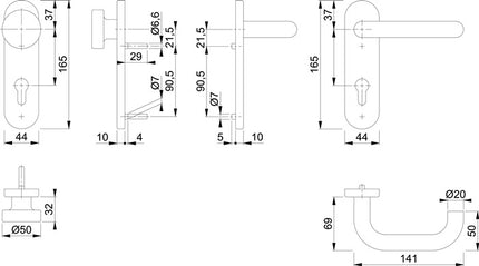 Zestaw przeciwpożarowy HOPPE Paris FS-E58/353KH/138 stal nierdzewna F69 D/K ( 3000203112 )