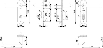 HOPPE short escutcheon set Amsterdam E1400Z/353K stainless steel F69 ( 3000203006 )