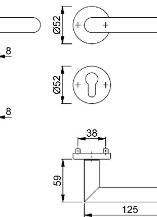 Jeu de rosaces HOPPE Amsterdam E1400Z/42KV/42KVS acier inoxydable F69 (3000203001)