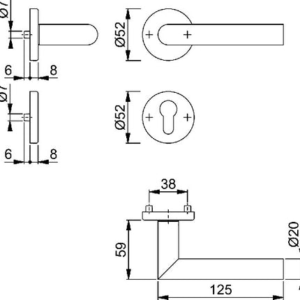 HOPPE Juego de escudos Amsterdam E1400Z/42KV/42KVS Acero inoxidable F69 ( 3000203001 )