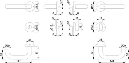 HOPPE Juego de roseta Paris E138Z/42KV/42KVS Acero inoxidable F69 ( 3000203010 )