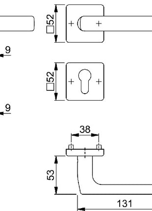 HOPPE Juego de rosetas Dallas E1643Z/52KV/52KVS acero inoxidable F69 (3000220025)