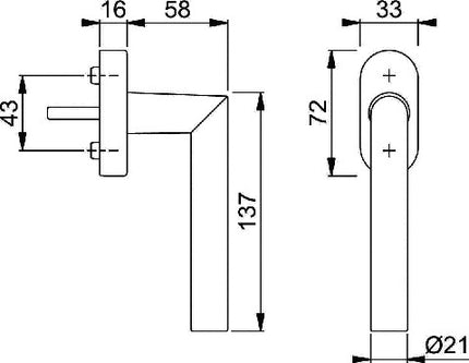 HOPPE window handle Amsterdam E0400/US956 matt stainless steel ( 3000203999 )