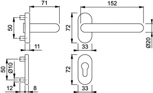 Zestaw przeciwpożarowy HOPPE Paris FS-138GF/55/55S Aluminium F1-2 D/D ( 3000251146 )