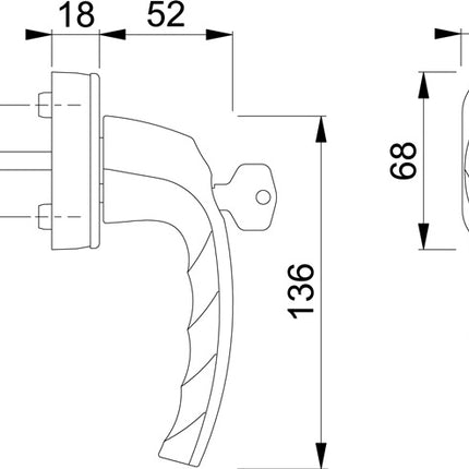 Manilla de ventana HOPPE Atlanta 0530S/US952 aluminio F9016 / blanco tráfico ( 3000203978 )