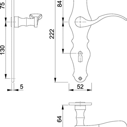 HOPPE Garniture à plaque longue Weimar M112SLN/2007 laiton F71 ( 3000253090 )