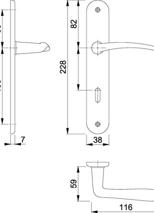 HOPPE Langschildgarnitur Istanbul M171/332P Messing F71 ( 3000253683 )