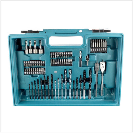 Makita HP 347 DWEX3 Akku Schlagbohrschrauber im Transportkoffer mit 74 tlg. Zubehör + 2x 1,3 Ah Akkus und DC18 WA Ladegerät - Toolbrothers