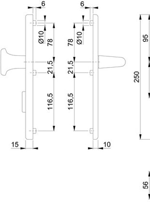 HOPPE Schutzgarnitur Paris 86G/3332ZA/3310/138L Aluminium F1 ( 3000209108 )