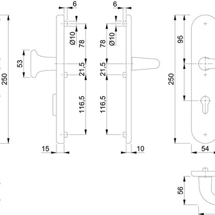 HOPPE Security furniture Paris 86G/3332ZA/3310/138L Aluminium F1 ( 3000209108 )