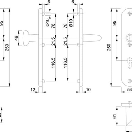 HOPPE Mueble de seguridad Estocolmo 76G/3331/3410/1140 Aluminio F1 ( 3000209126 )